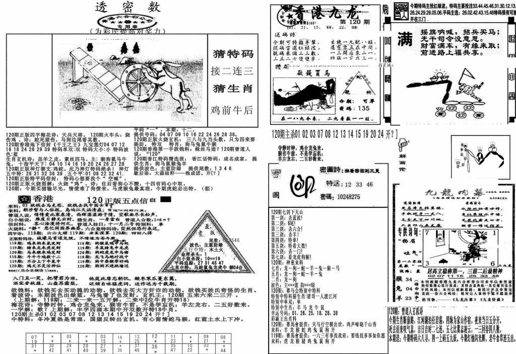 六合彩120期新透密数B(新)(黑白)