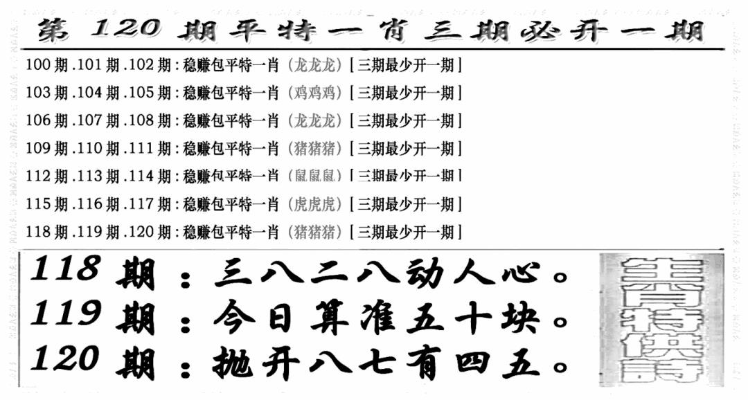 六合彩120期玄机特码(新图)(黑白)