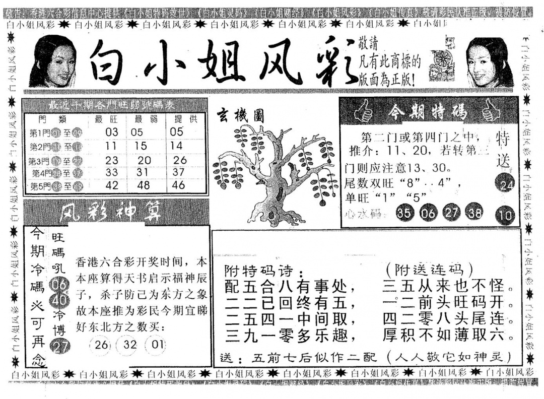 六合彩121期白姐风采(黑白)