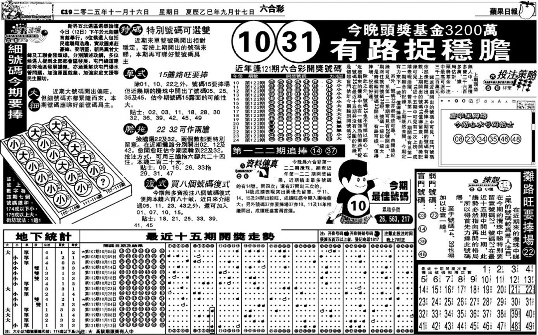 六合彩122期私作苹果报B(自决)(黑白)