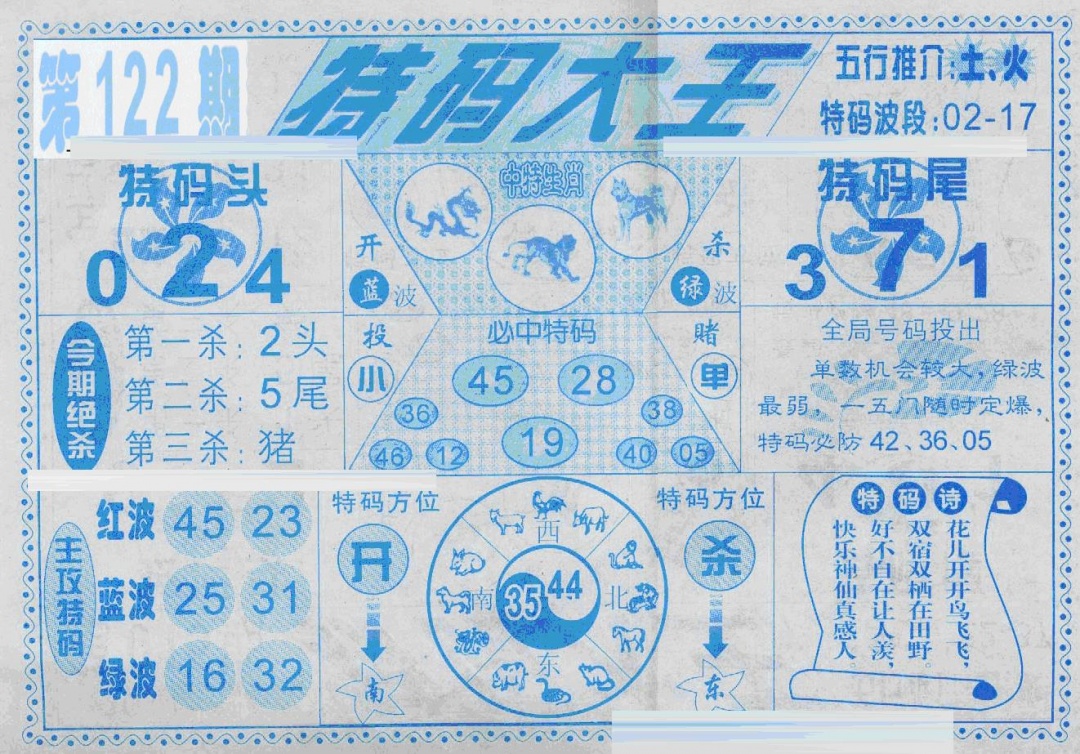六合彩122期特码大王(新图)(黑白)