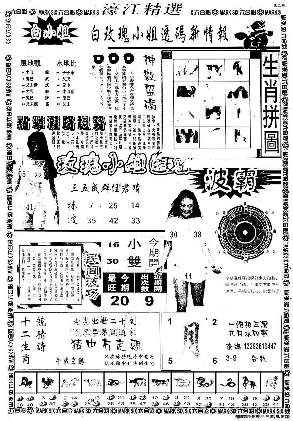 六合彩123期另版濠江精选B(黑白)