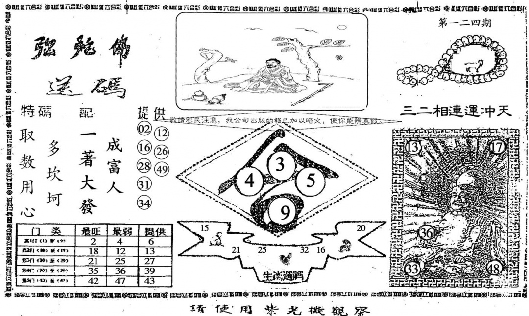六合彩124期老弥陀佛(黑白)