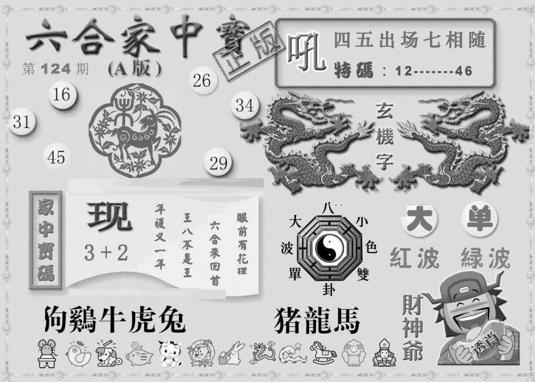 六合彩124期曾神童出世A(黑白)