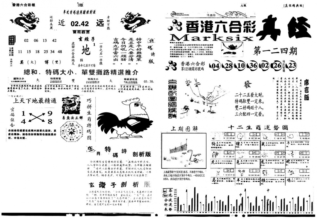 六合彩124期另真经A(黑白)