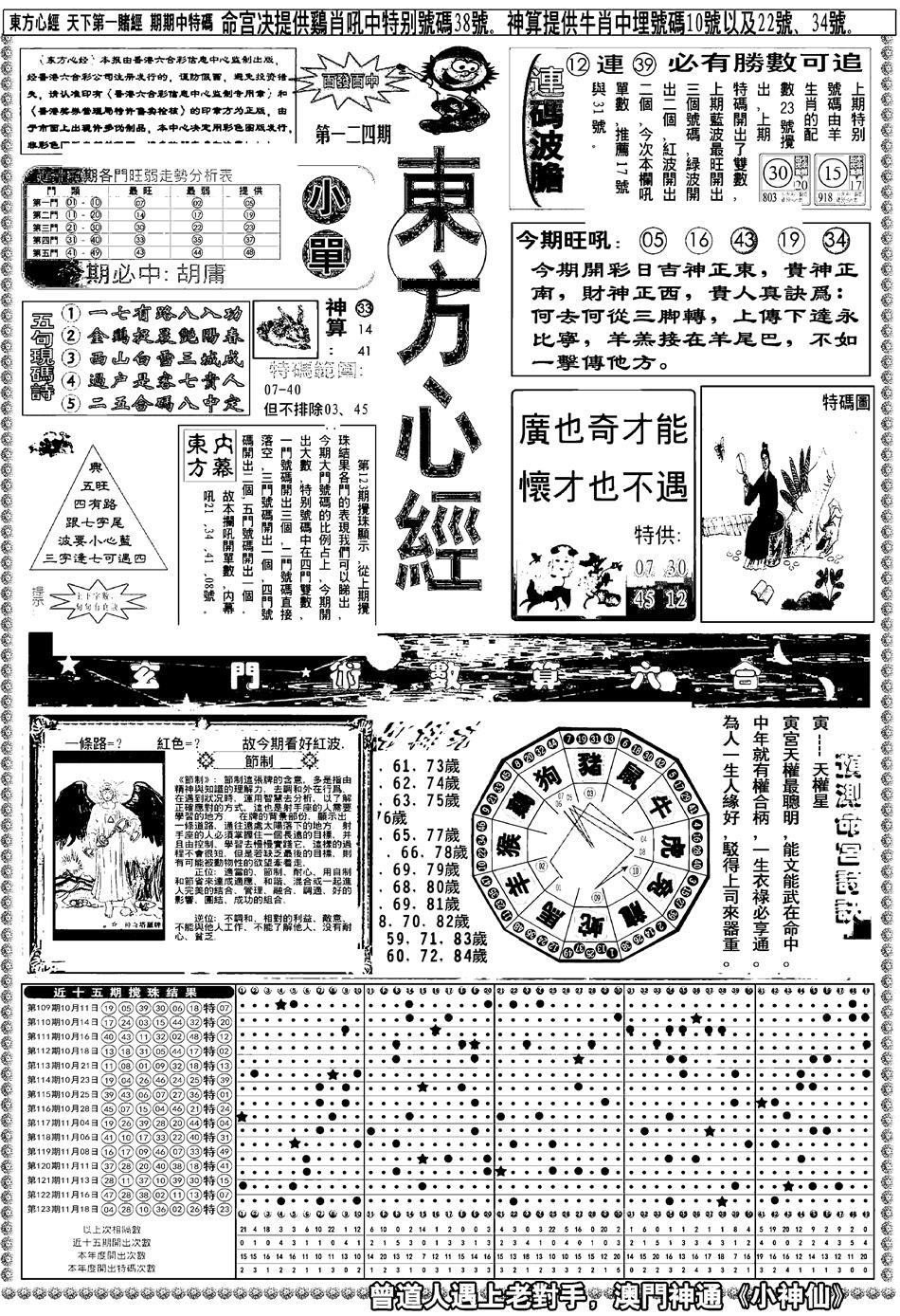 六合彩124期新版东方心经A(黑白)