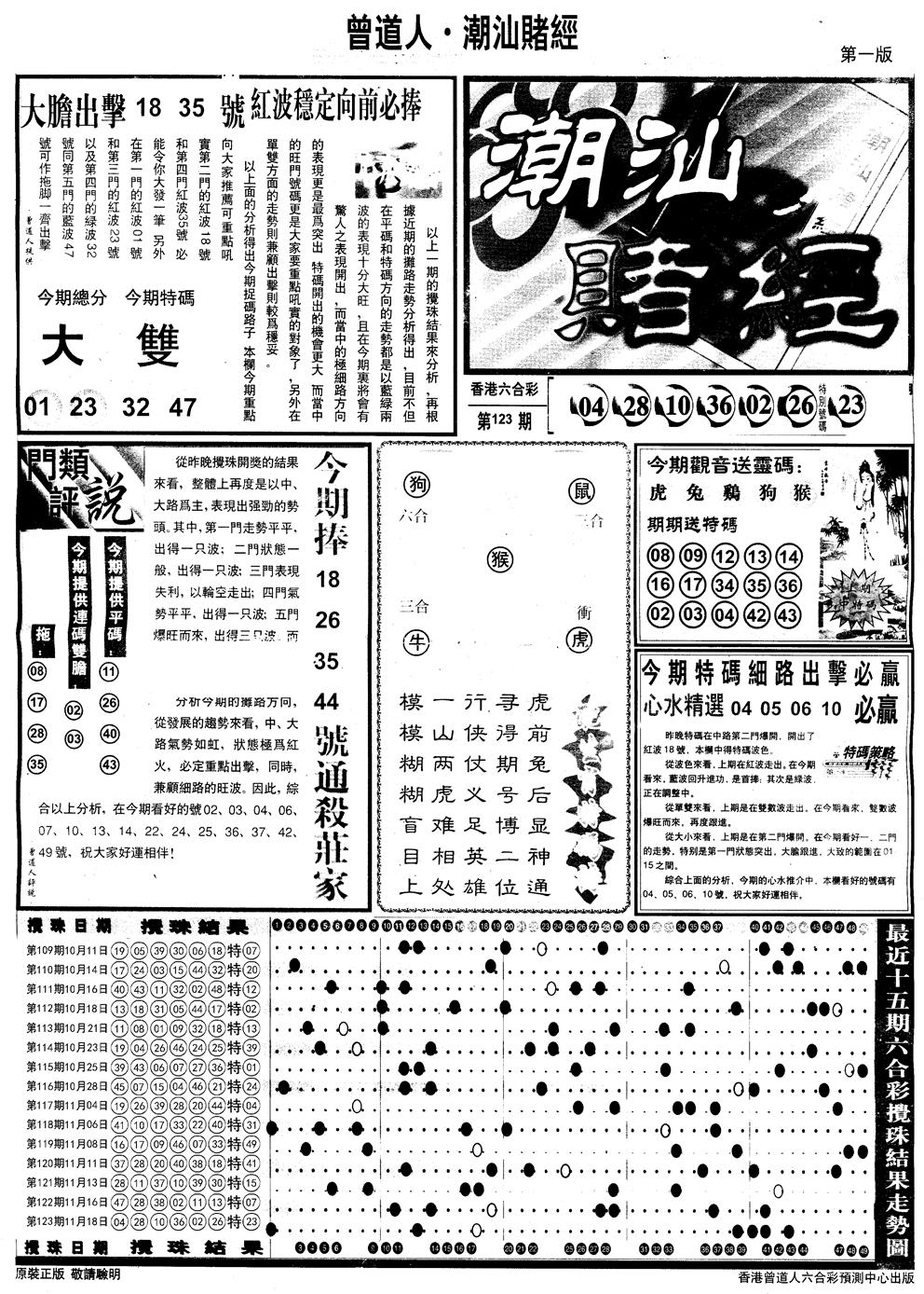 六合彩124期另版潮汕赌经A(黑白)