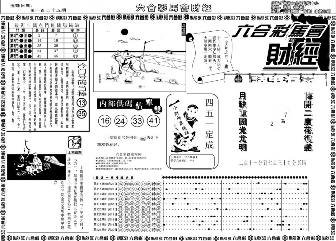 六合彩125期另版马会财经A(黑白)