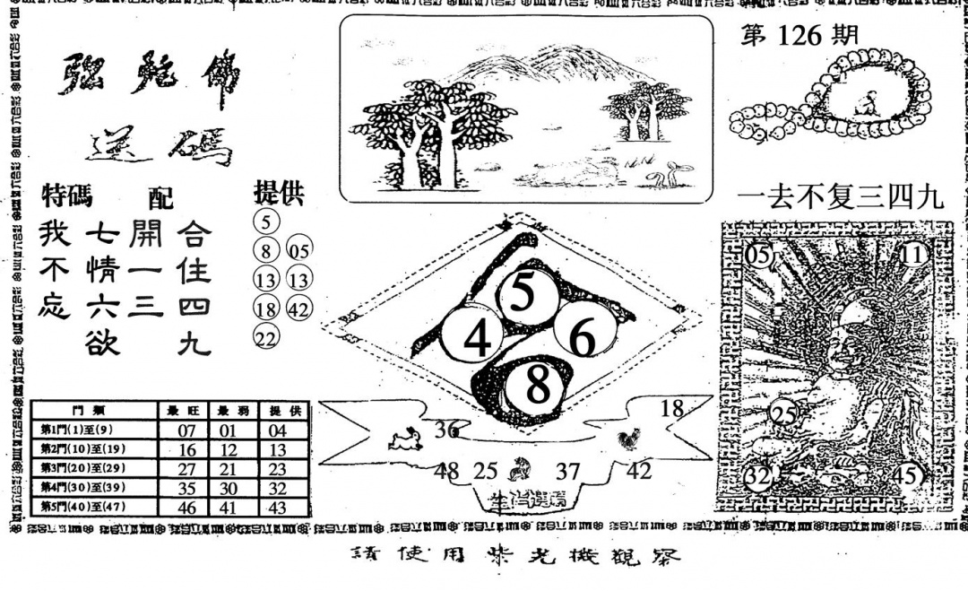 六合彩126期弥陀佛(黑白)