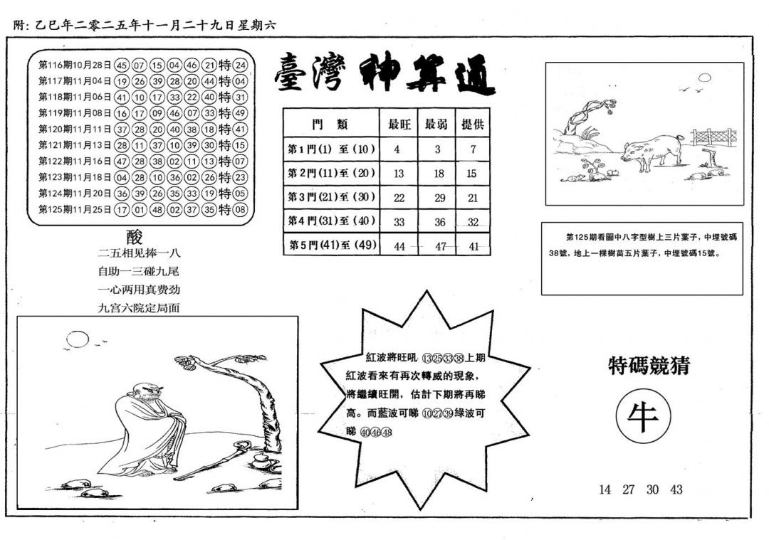 六合彩126期新潮汕台湾神算(黑白)