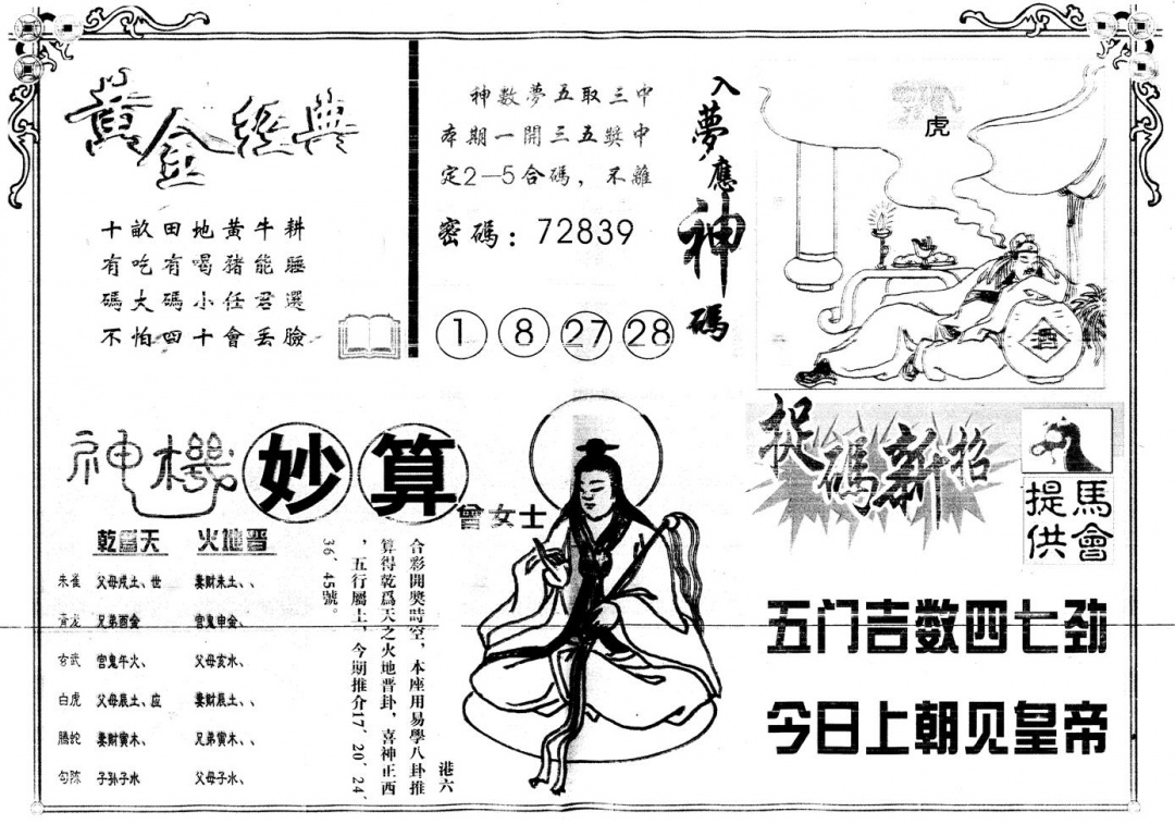 六合彩127期另版老版曾女士B(黑白)