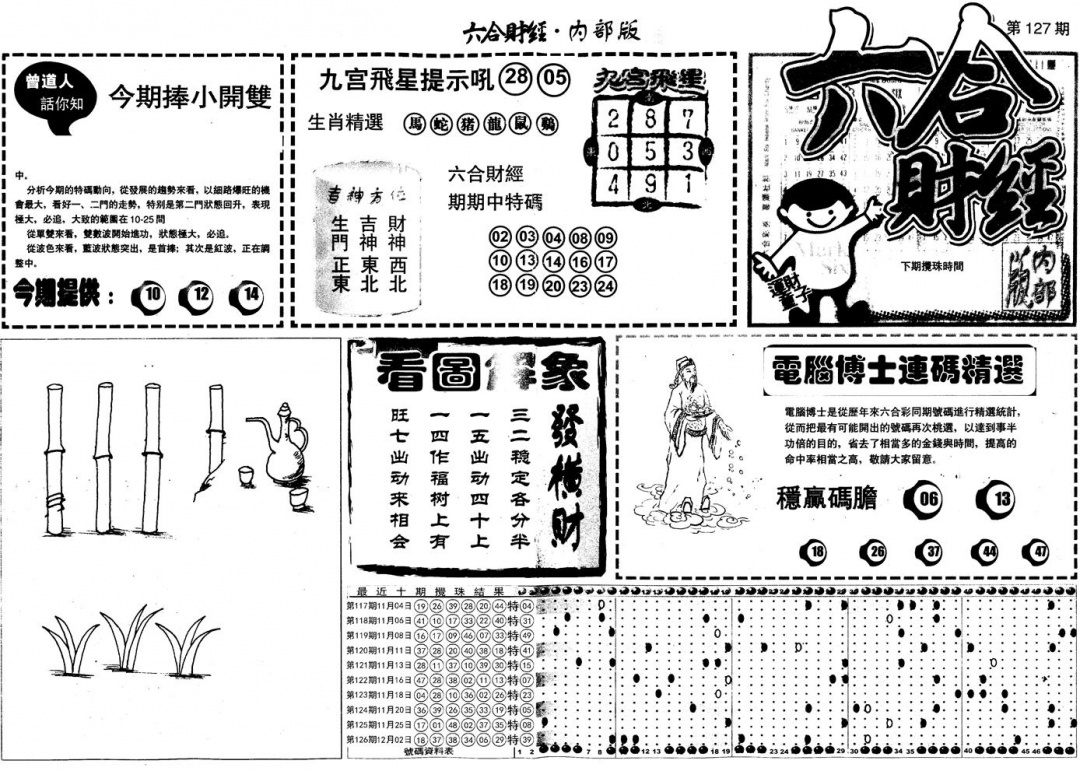 六合彩127期另版中财经A(黑白)