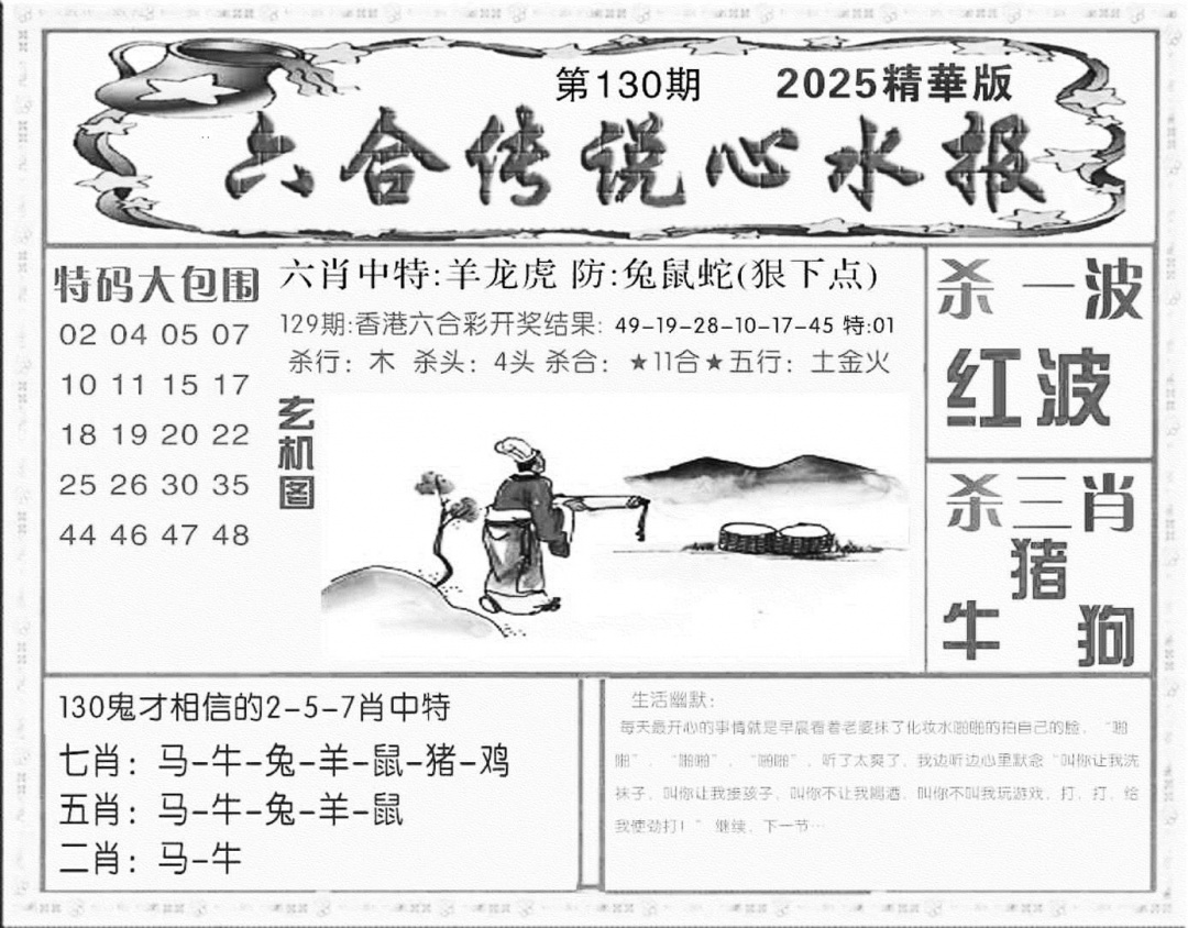 六合彩130期六合传说(心水版)(黑白)