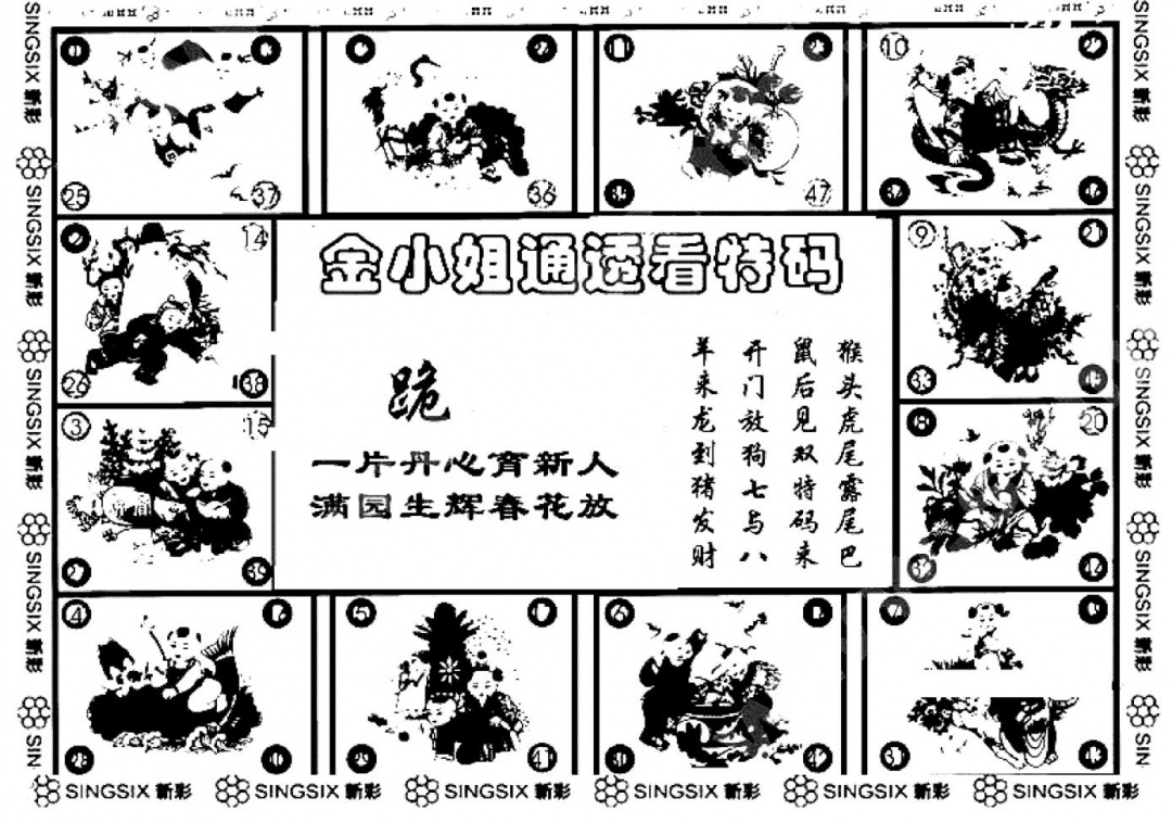 六合彩130期金小姐点醒B(黑白)