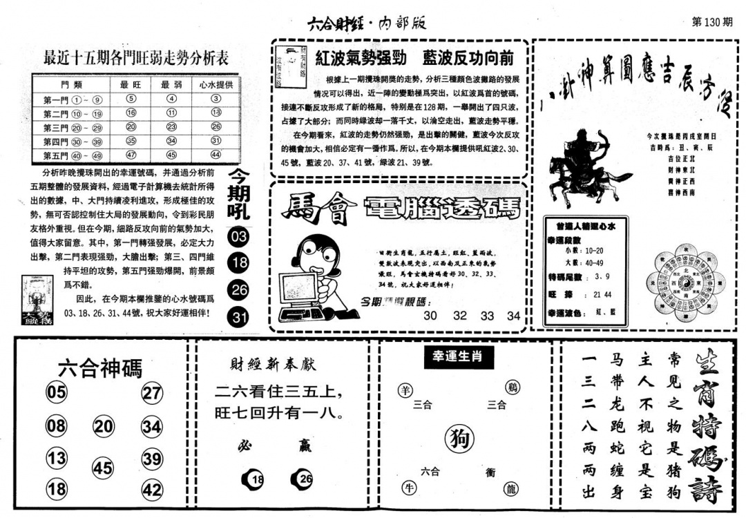 六合彩130期另版中财经B(黑白)