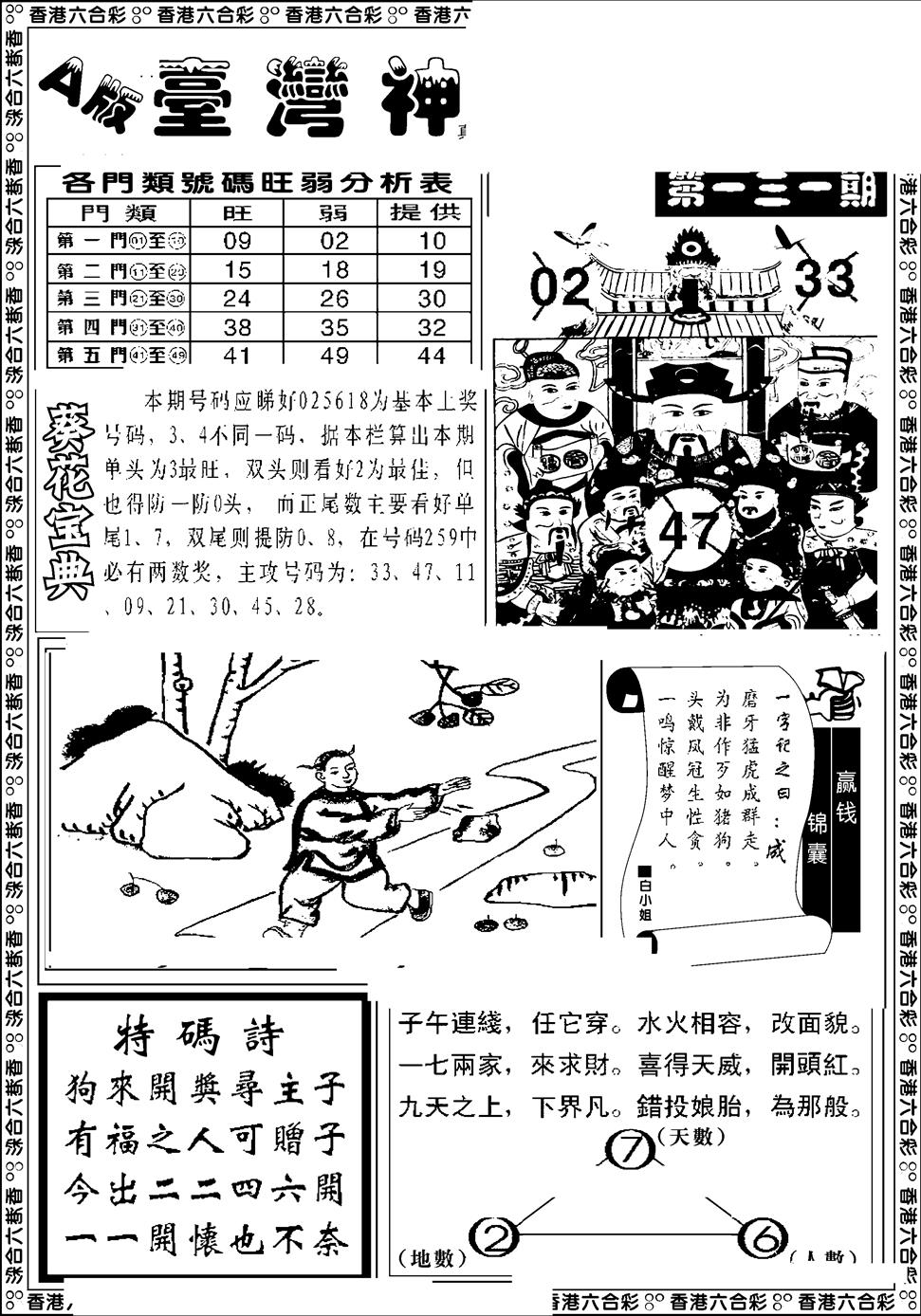 六合彩131期台湾神庙A(黑白)