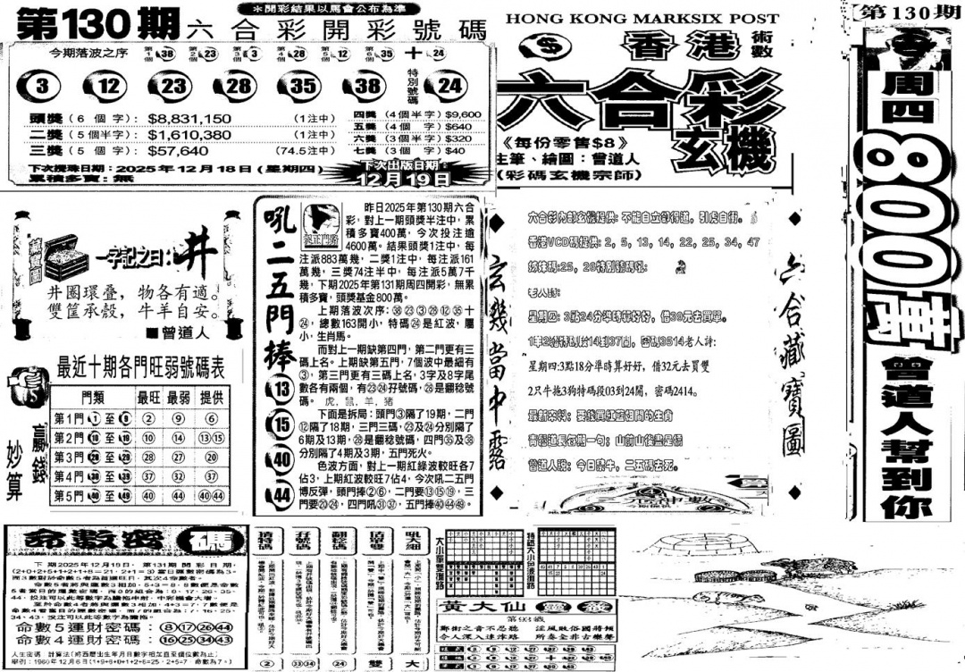 六合彩131期当日玄机D(黑白)
