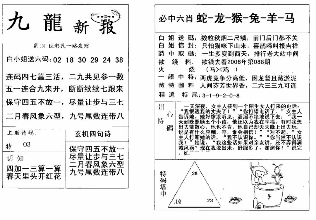 六合彩131期九龙新报(新)(黑白)