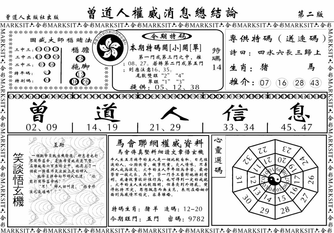 六合彩131期另版权威消息B(黑白)