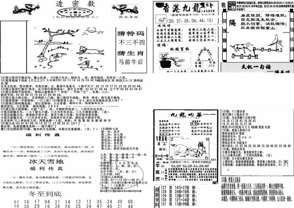 六合彩131期新透密数A(新)(黑白)