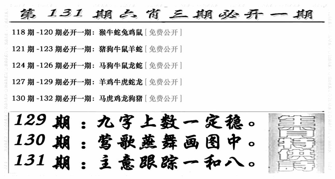 六合彩131期六合兴奋剂(新图)(黑白)