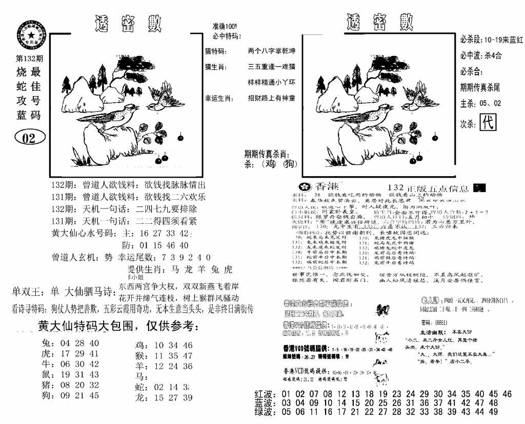 六合彩132期诸葛透密数(新图)(黑白)