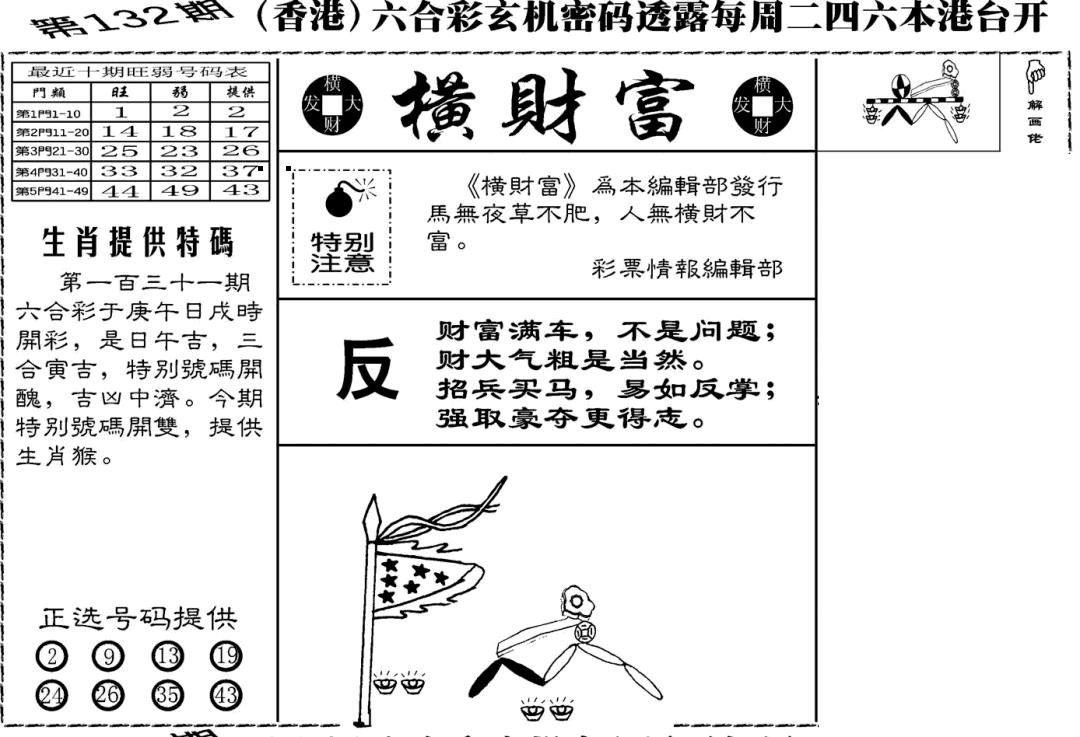 六合彩132期老版横财富(黑白)