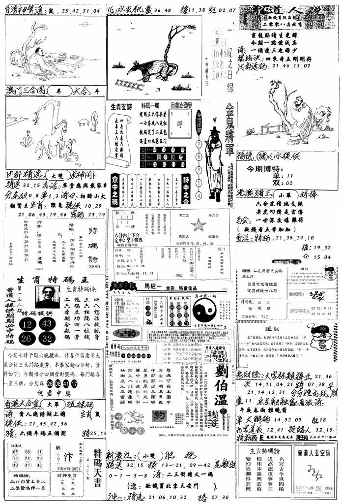六合彩132期手写综合资料B(黑白)