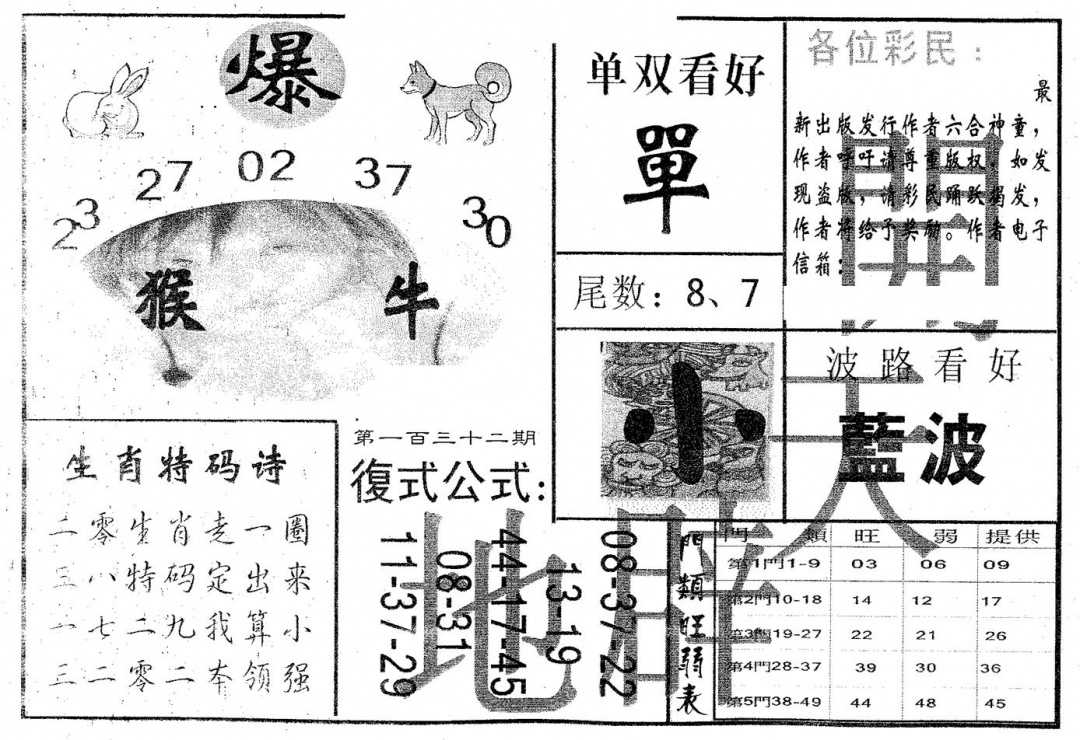 六合彩132期开天辟地(黑白)