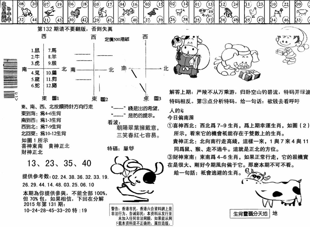 六合彩132期另版澳门足球报(黑白)