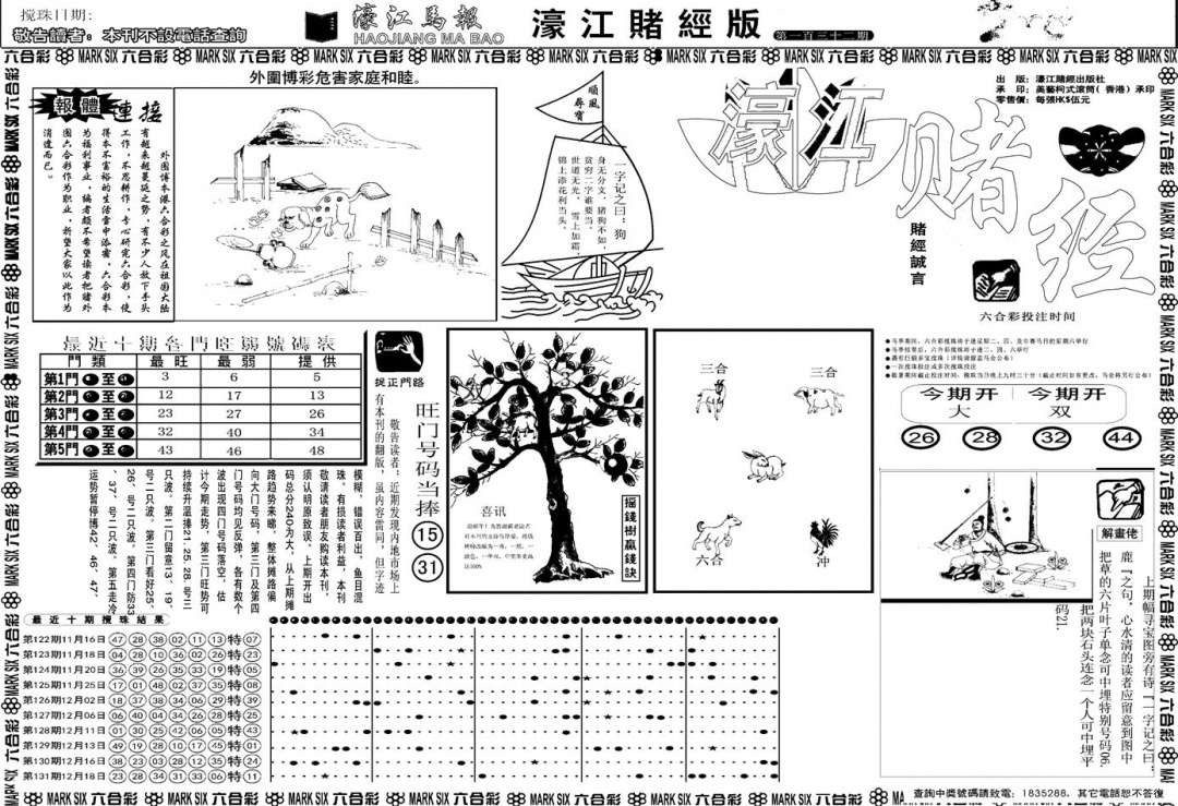 六合彩132期另版濠江赌经A(黑白)