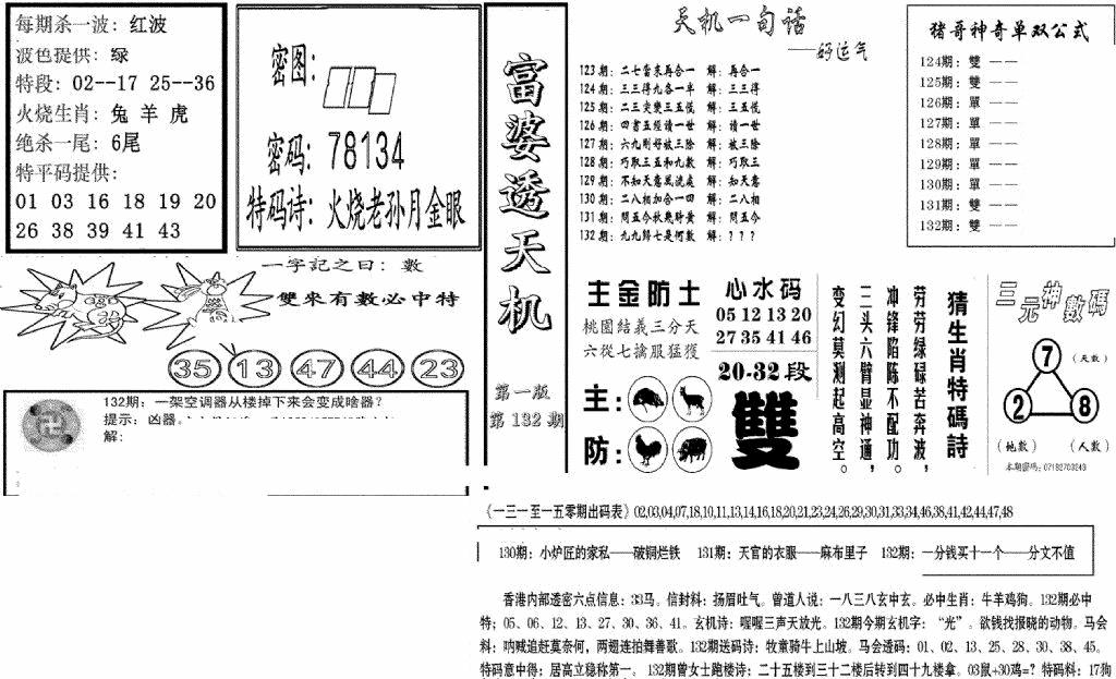 六合彩132期富婆透天机A(新图)(黑白)