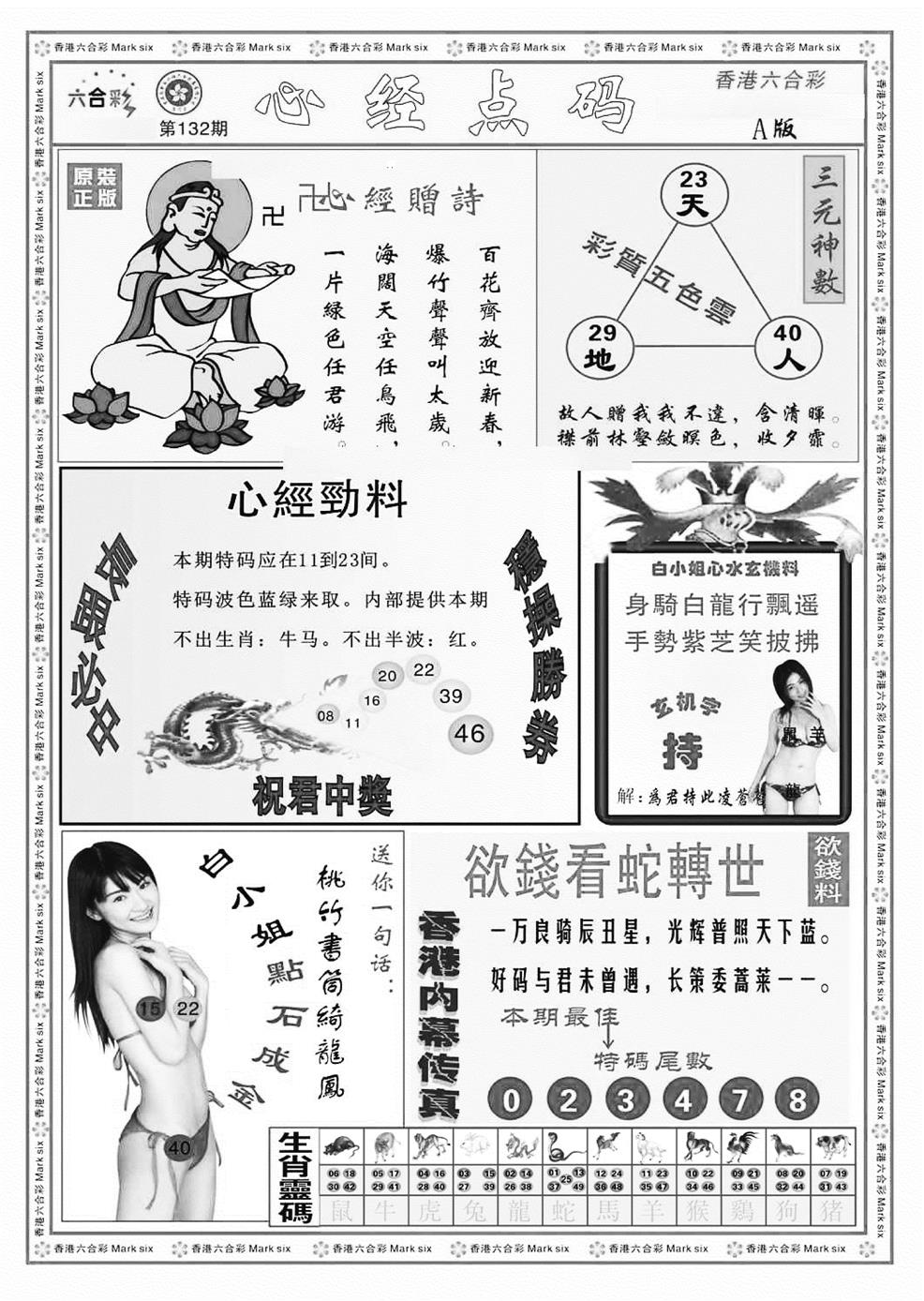 六合彩132期心经点码a（新图）(黑白)