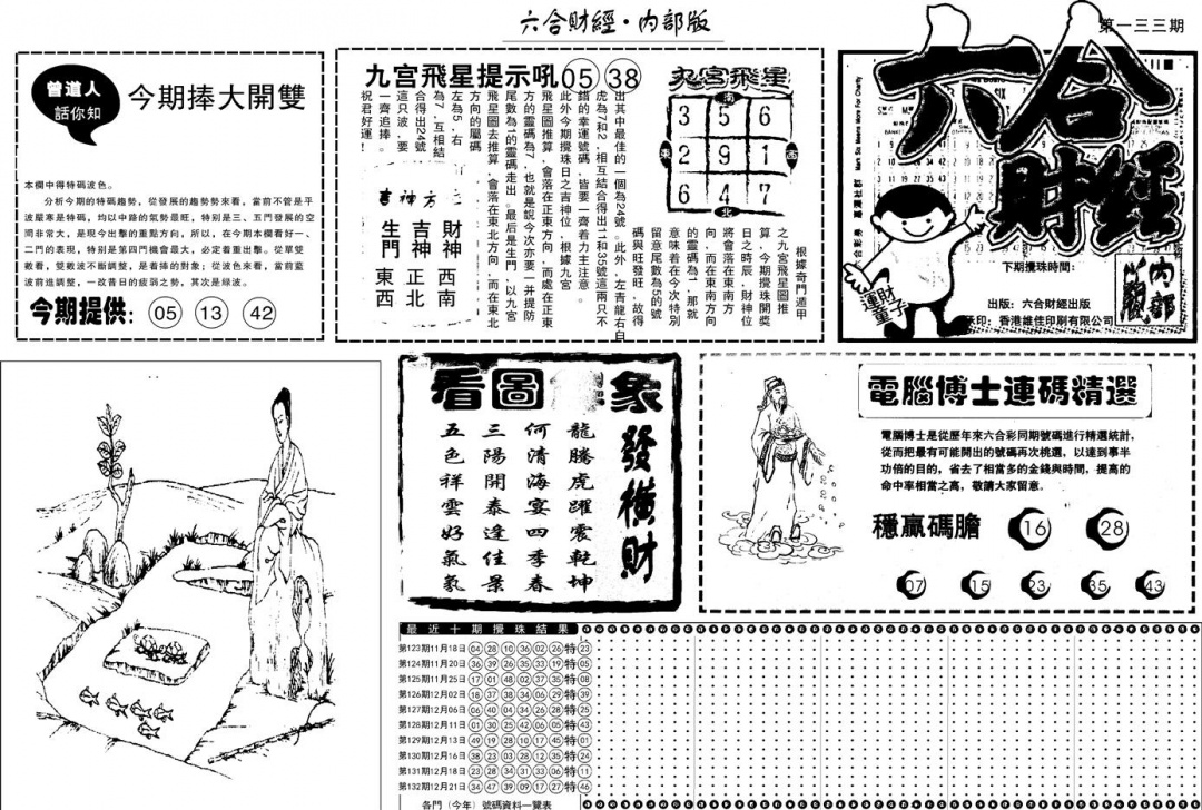 六合彩133期另版中财经A(黑白)