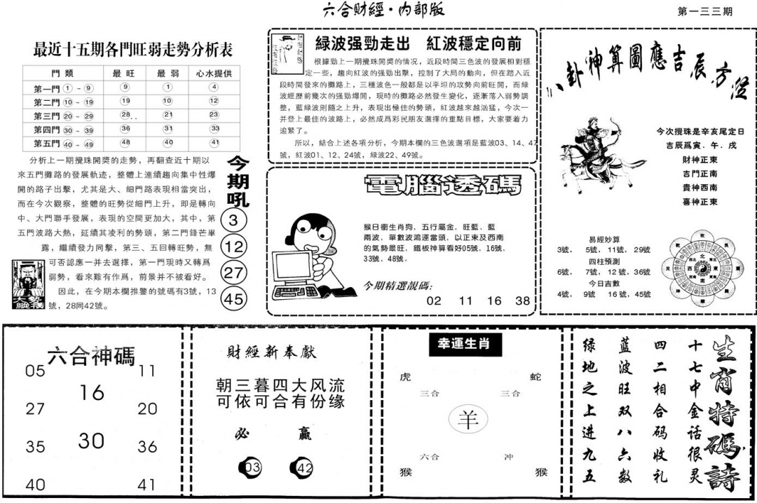 六合彩133期另版中财经B(黑白)