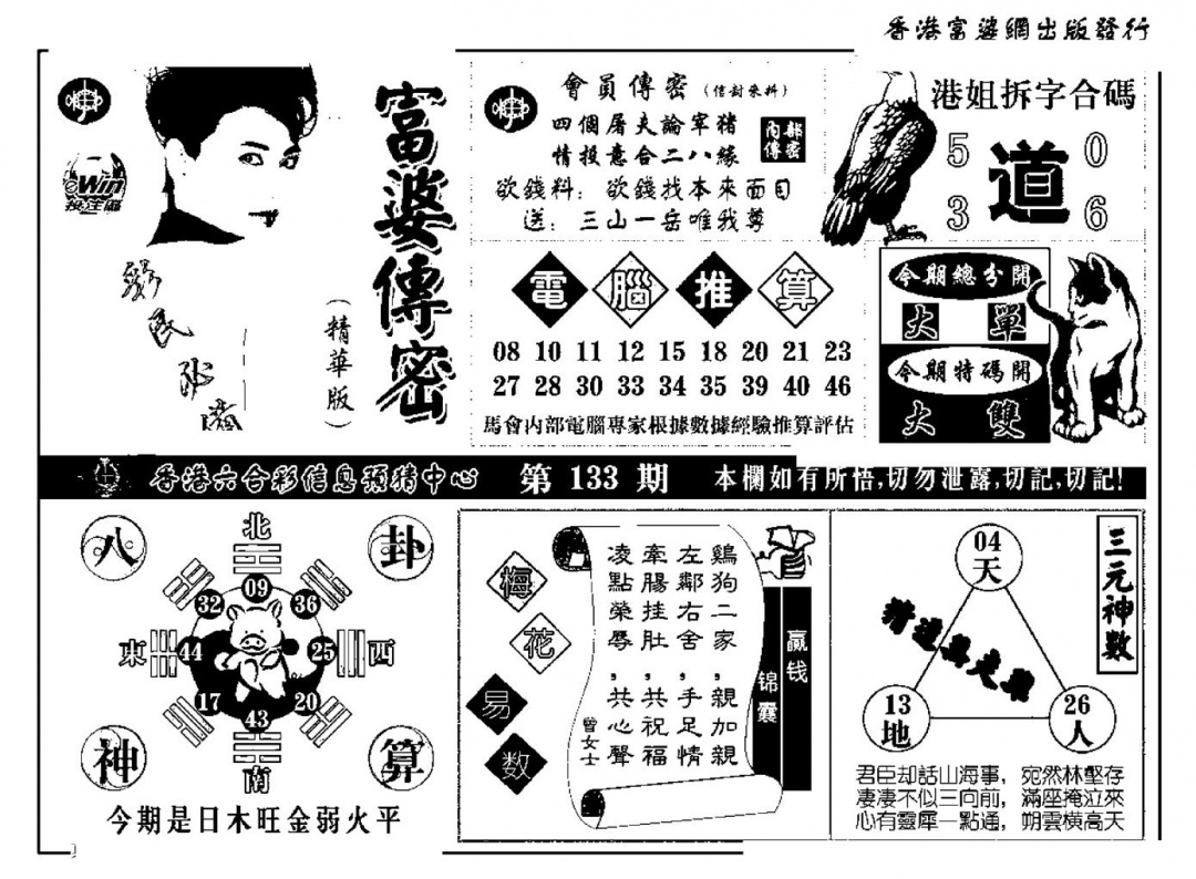 六合彩133期富婆传密(新料)(黑白)