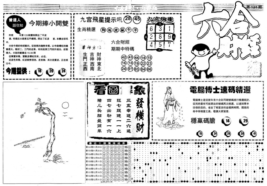 六合彩134期另版中财经A(黑白)