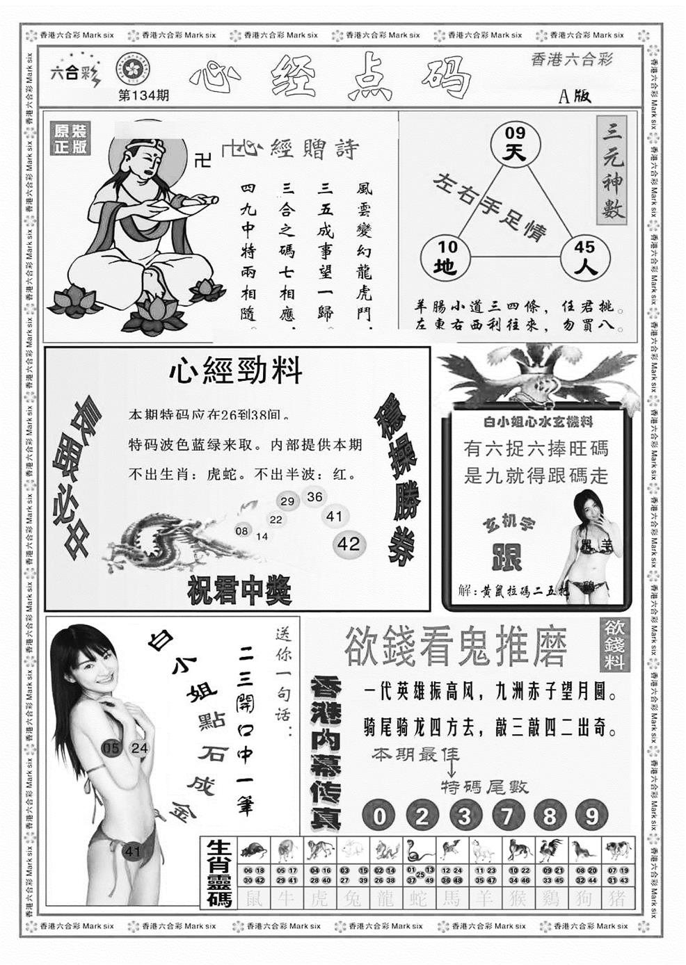 六合彩134期心经点码a（新图）(黑白)