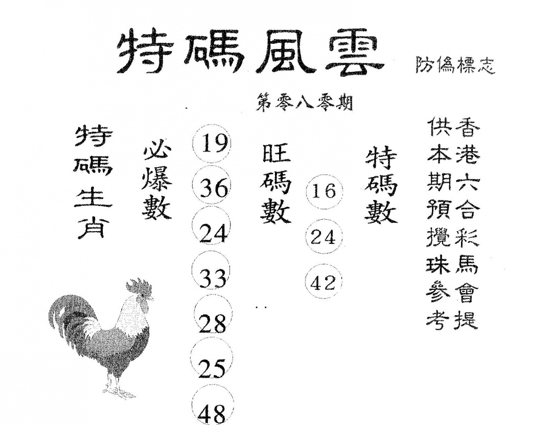 六合彩080期特码风云(黑白)