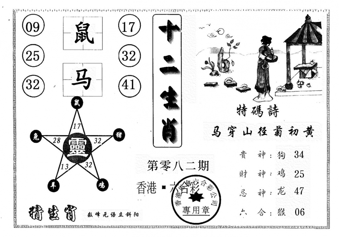 六合彩082期十二生肖(黑白)