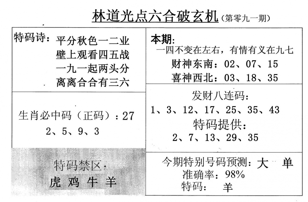 六合彩091期林道光(黑白)