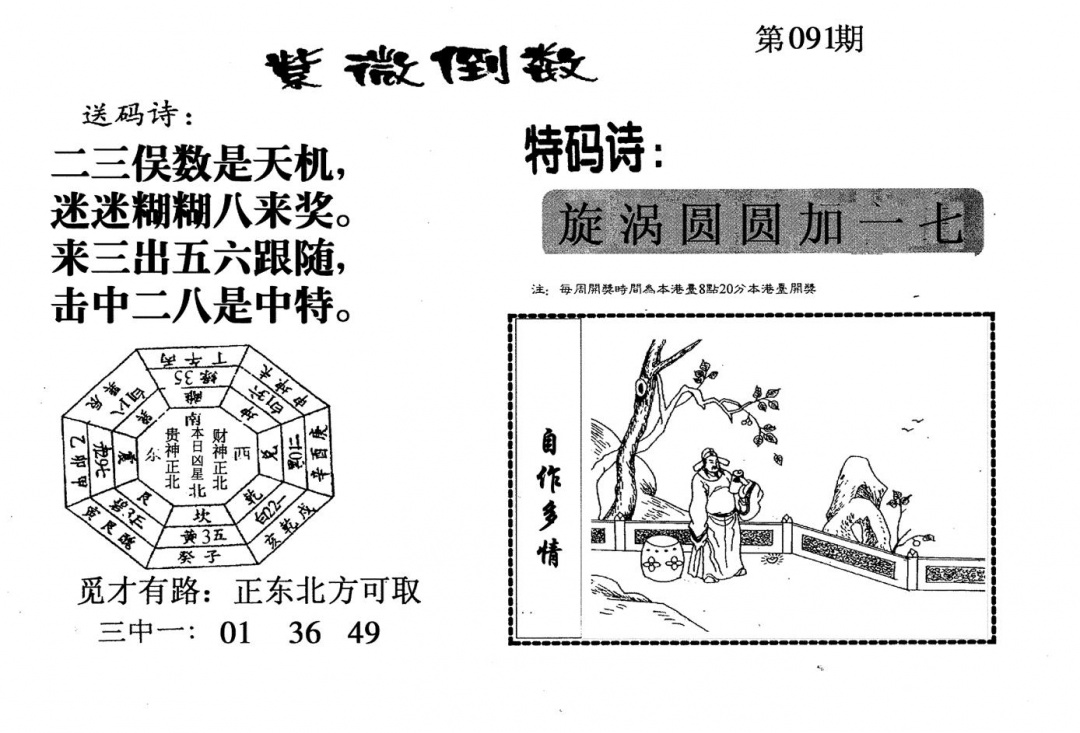 六合彩091期老版紫微门数(黑白)