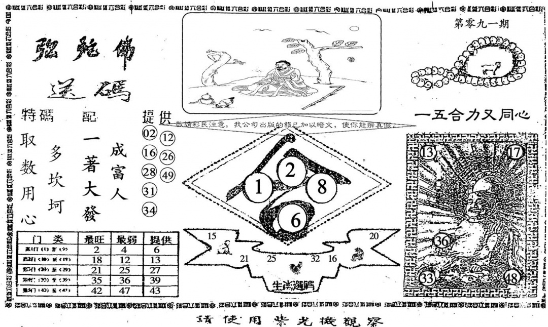 六合彩091期老弥陀佛(黑白)