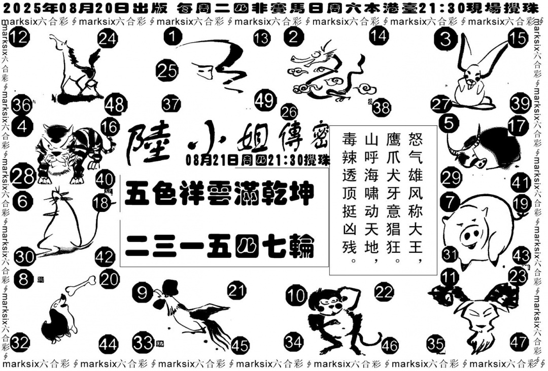 六合彩091期陆小姐传密B(黑白)