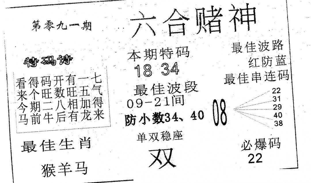 六合彩091期六合赌神(黑白)