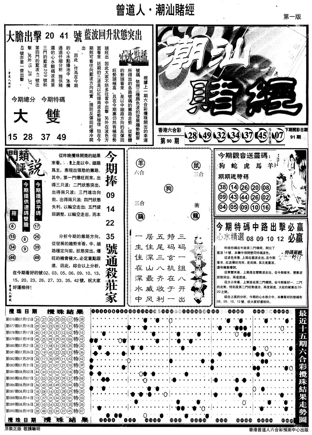 六合彩091期另版潮汕赌经A(黑白)