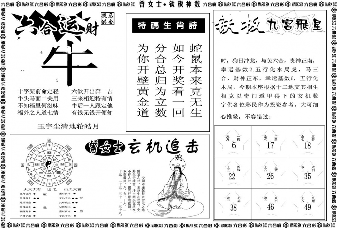 六合彩091期另版曾女士铁板B(黑白)