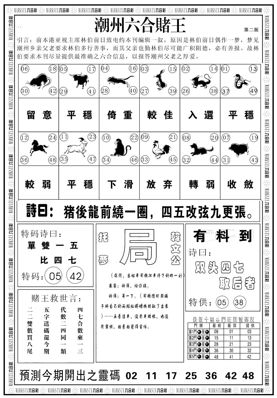 六合彩091期另版潮州六合赌王B(黑白)