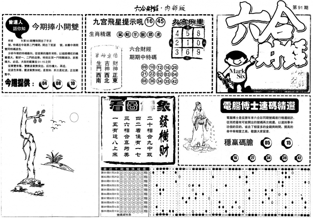 六合彩091期另版中财经A(黑白)