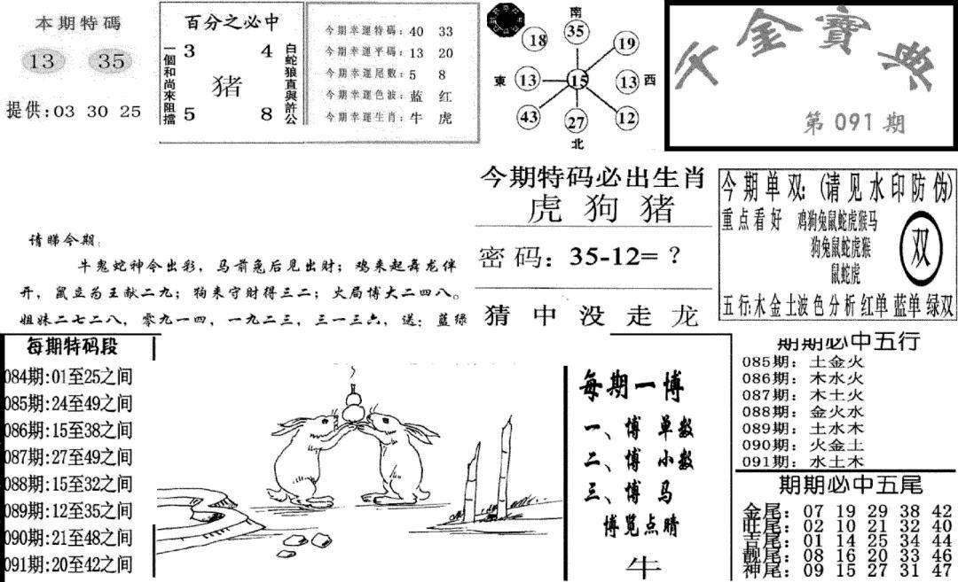 六合彩091期千金宝典(新图)(黑白)